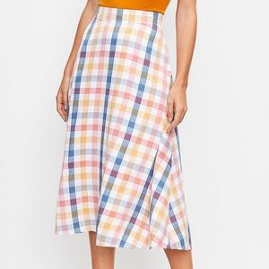 Loft plaid midi skirt